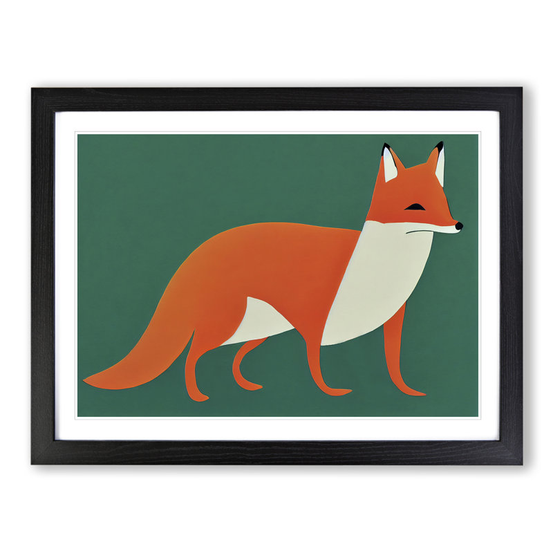 Beguiling Abstract Fox - Single Picture Frame Print, 34cm H x 46cm W x 2cm D, Black Framed