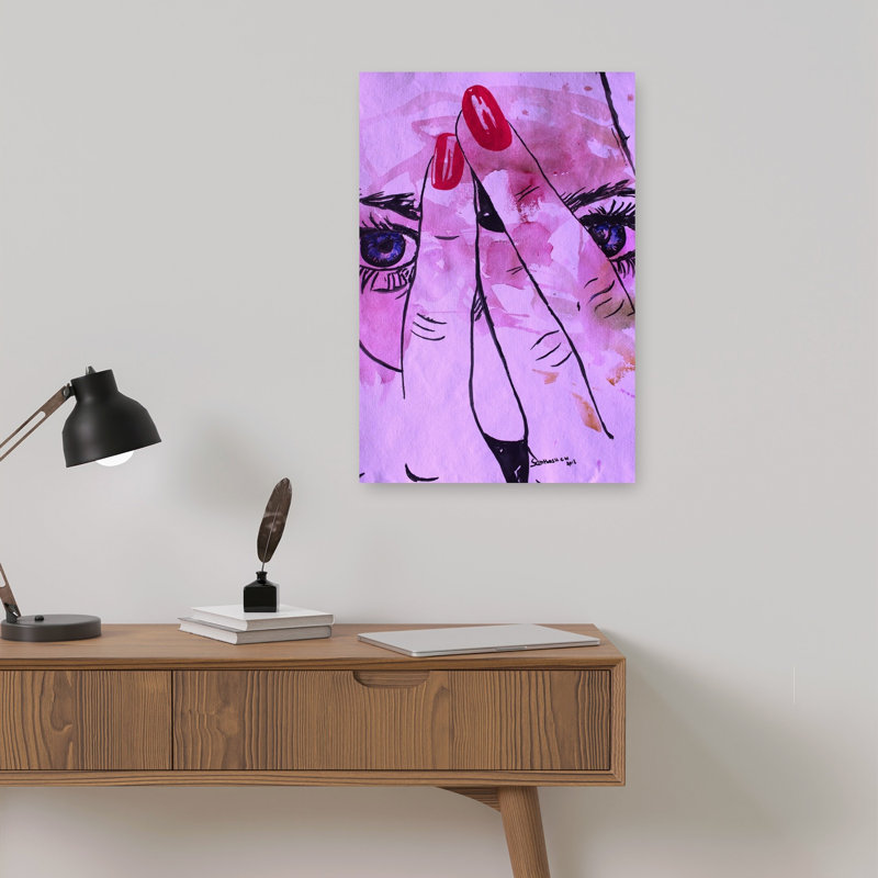 «Red Nails Blue Eyes», reproduction d'art murale contemporaine abstraite, 18" H x 12" W