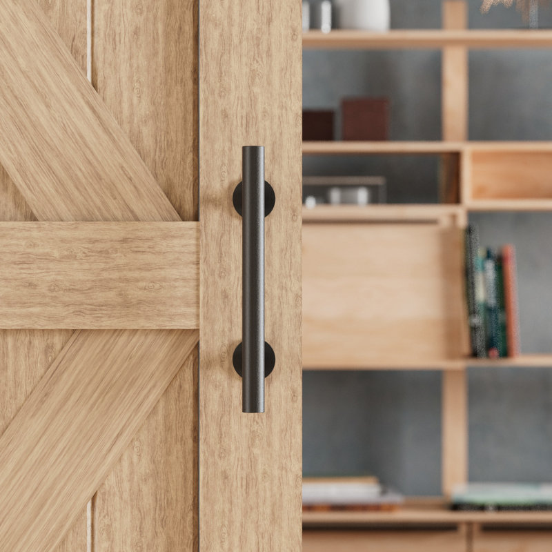 Matte Black Steel Indoor Barn Door Handle Set