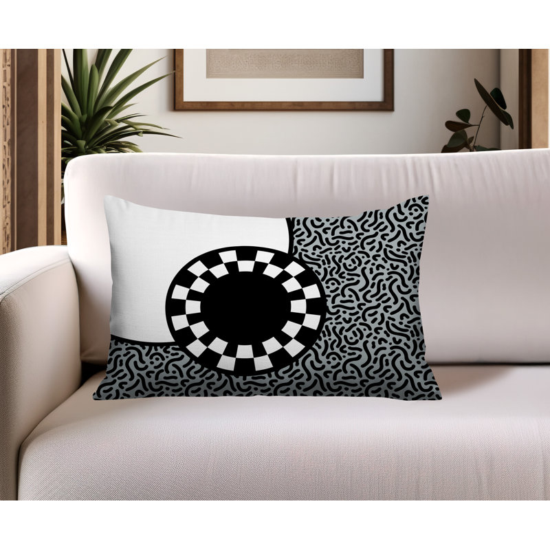 Coussin lombaire réversible Vibra Abstract, Rectangle H 18 po x l 25 po, Gris