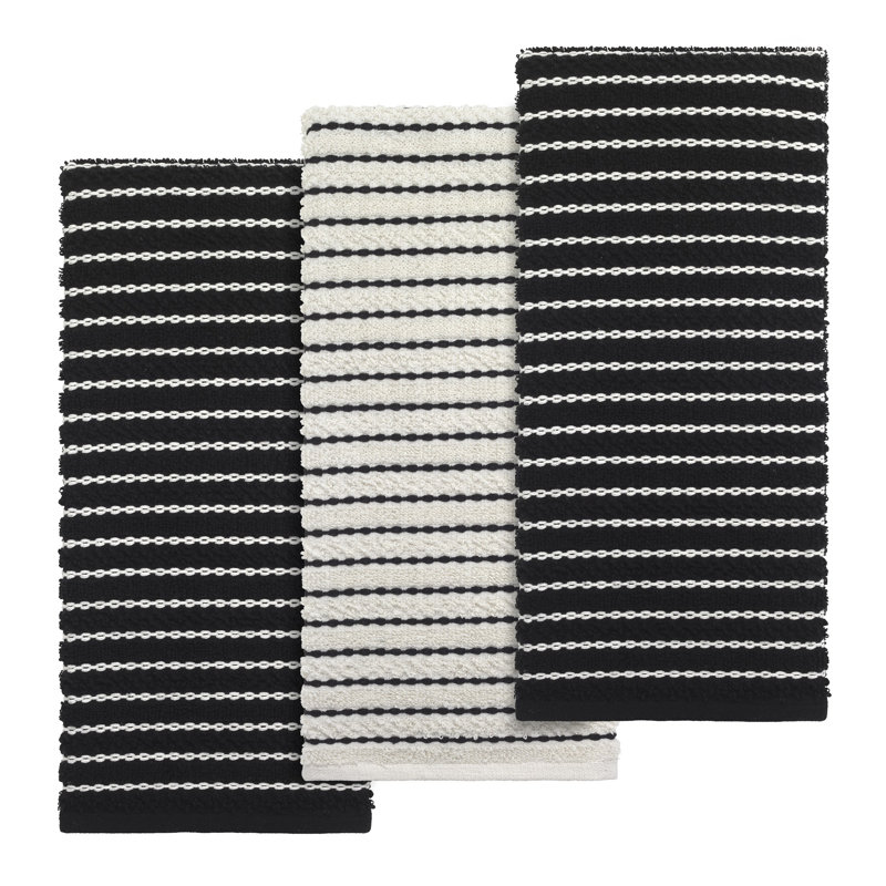 Izod Westport 3-Piece Kitchen Towel Set, Black