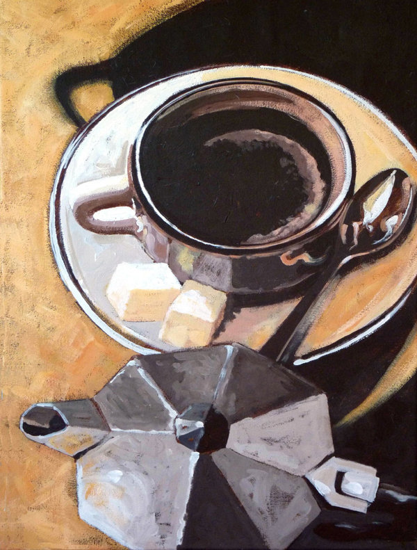 Drapeau de jardin 2 côtés "coffee i" par roy avis, H 15 po x l 11 po