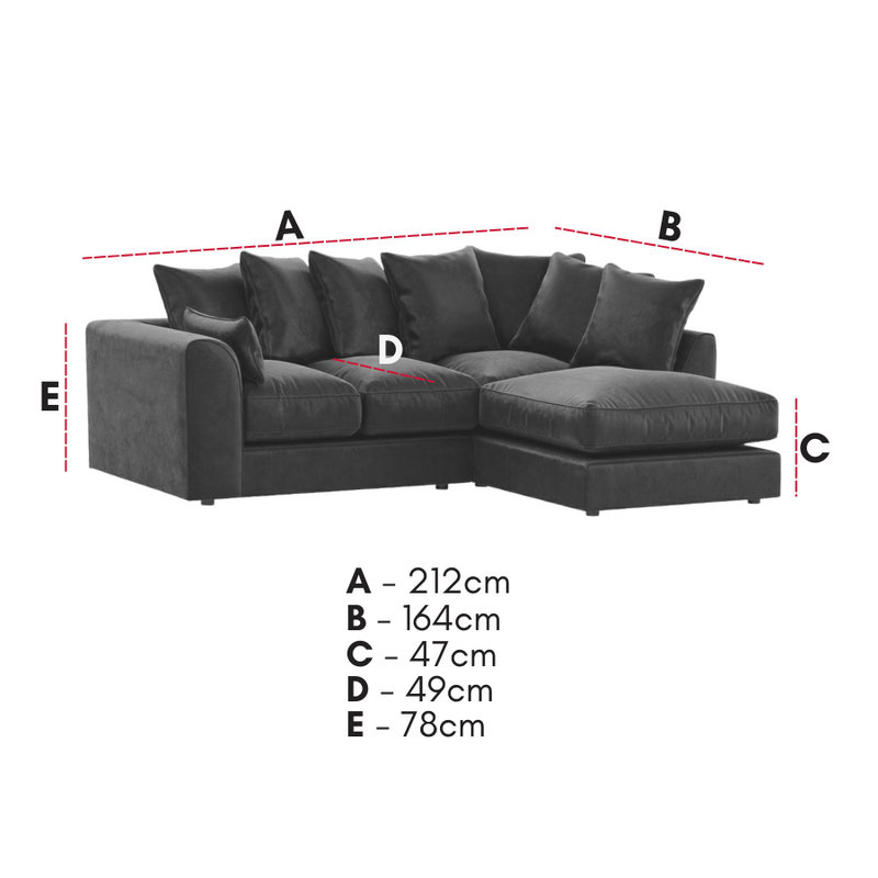 Sharpsburg 4 Seater Velvet Corner Sofa , Gold, Left Hand Facing