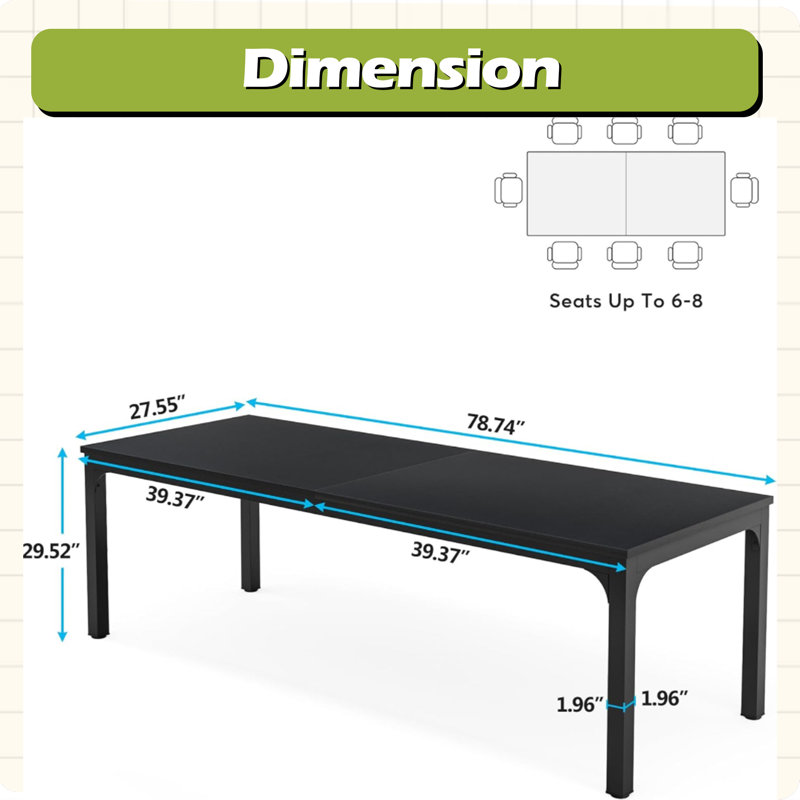 Bureau de direction rectangulaire, bureau, Black/Black