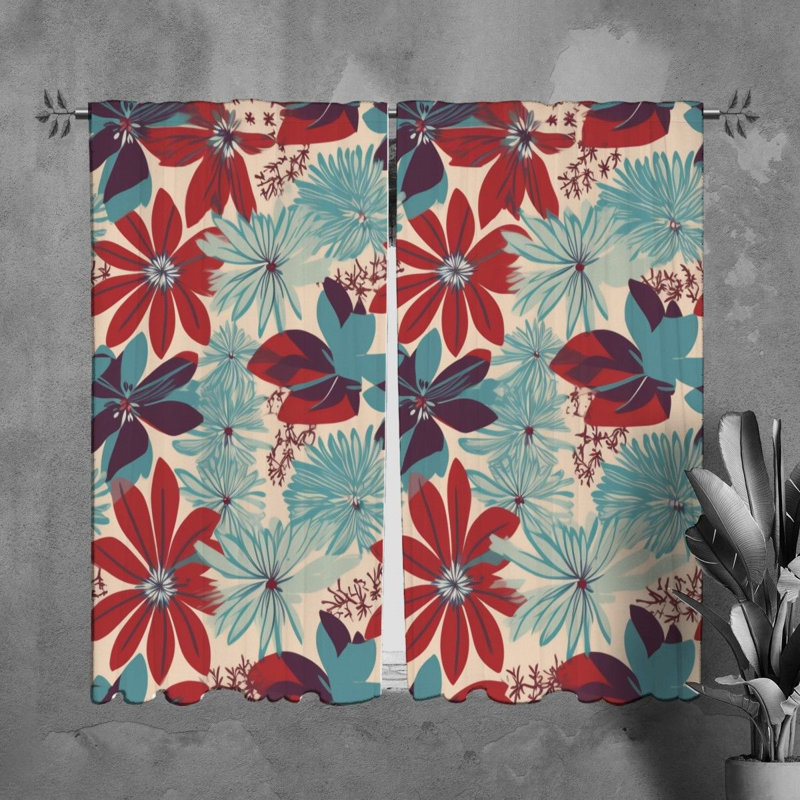 Rideaux à motif floral - 6085, L 20 po x L 61 po