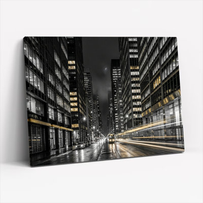 «Gallery Wrap», art mural sur toile pour le salon, la chambre à coucher, le bureau ou le vestibule - décoration murale décorative avec nuit de la ville