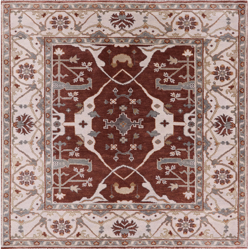 Tapis oriental beige / brun / gris Haith, Carré 4 pi