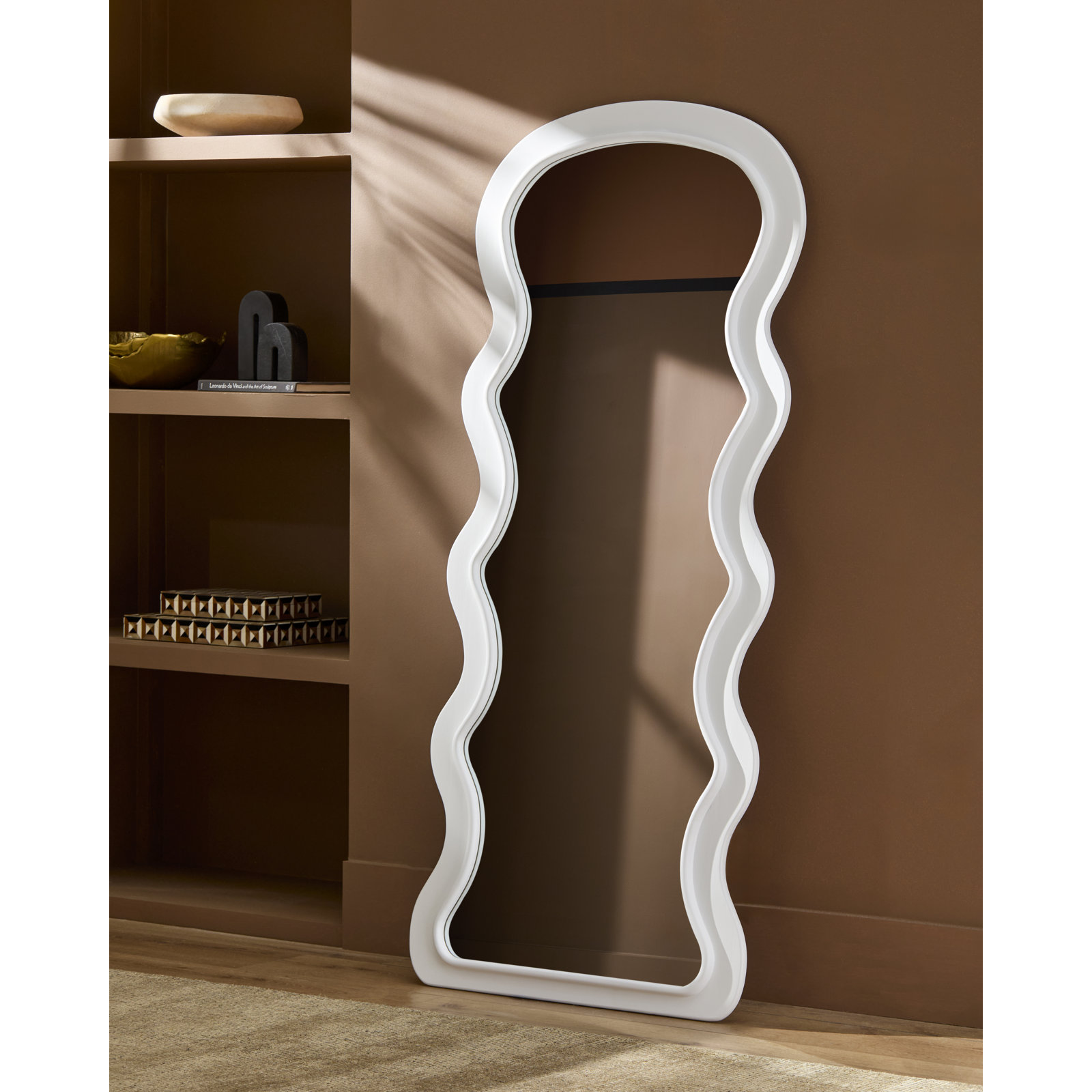 Landover White Abstract Full Length Mirror, White