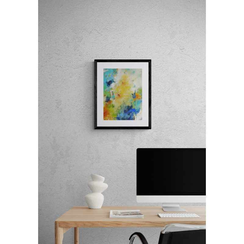 Seraphic par Elizabeth Chapman - Peinture, H 21,25 po x l 17,25 po, Papier avec cadre noir
