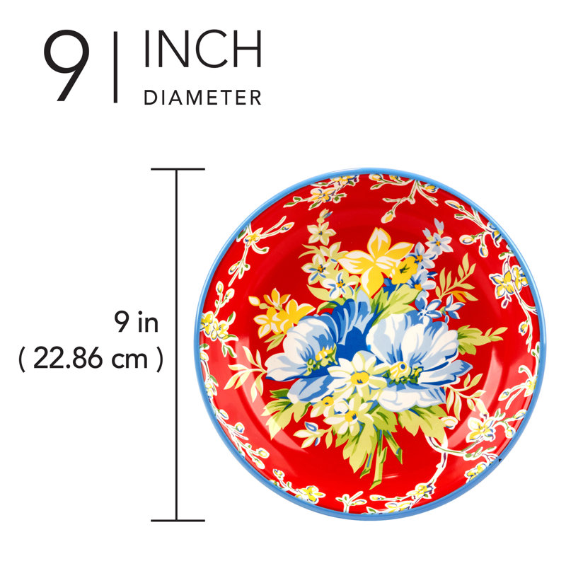 Blossom Floral Ceramic Microwave Safe Soup Bowls Set of 4