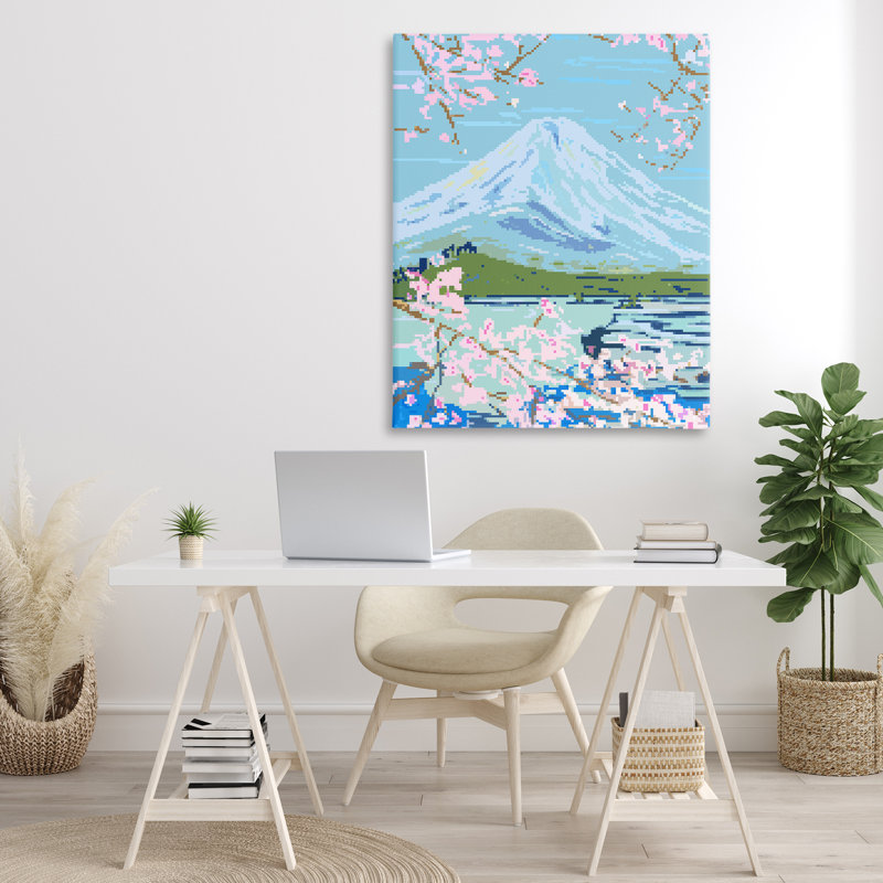 Pixel Mount Fuji, art mural sur toile par Melissa Wang, H 48 po x l 36 po