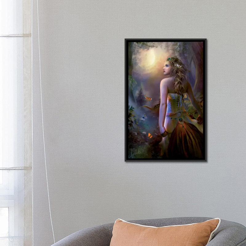 « moon called », impression sur toile, H 18 po x l 26 po x P 1,5 po, Toile avec cadre noir
