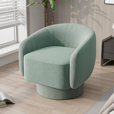 Leticha 27.6'' W Velvet Swivel Barrel Chair