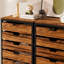 Commode de rangement à 7 tiroirs avec roulettes, coffre industriel en bois avec structure en métal, unité de tiroir mobile pour bureau, chambre à coucher, vestibule, salon - brun rustique