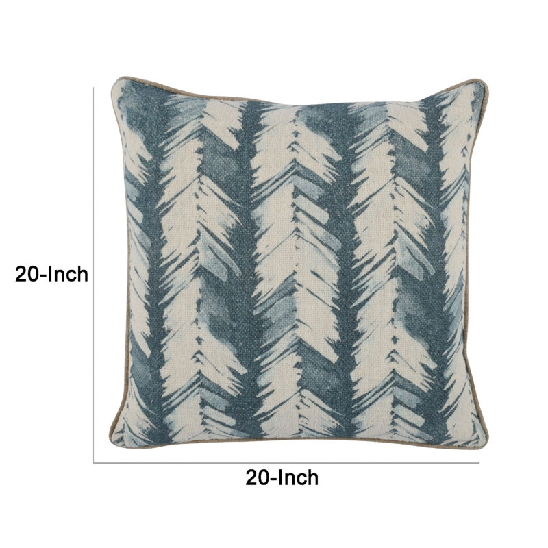 Eloa Blue and White Geometric 20" Square Throw Pillow