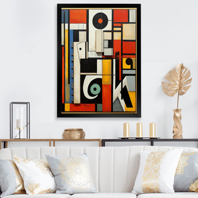 New Order Abstract Vintage Geometric In Retro Red - Modern Geometric Canvas Art Print