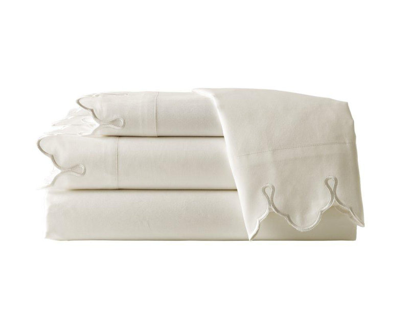 Ensemble de housse de couette festonnée, Grand, Crème