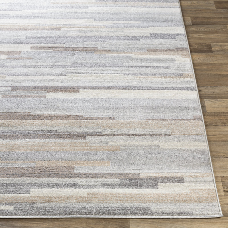 Tapis gris / brun clair / blanc à motif abstrait Herrod, Rectangle 7 pi 10 po x 10 pi