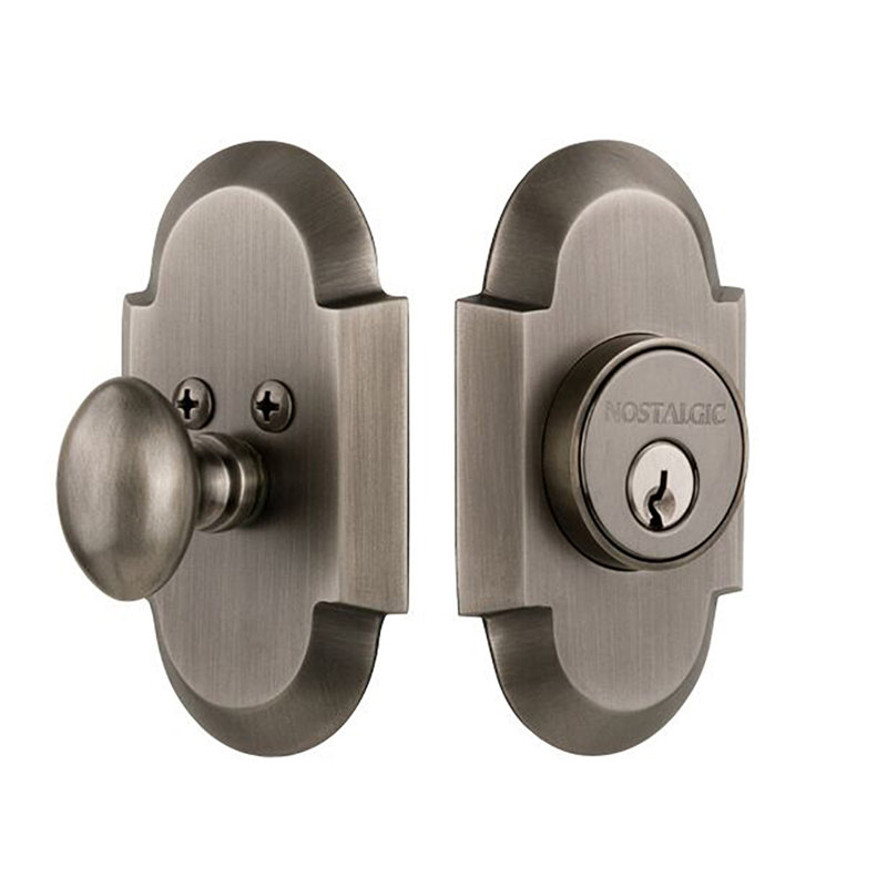 Nostalgic Warehouse Cottage Plate Single Cylinder Deadbolt, Antique Pewter, 2.75, Keyed Alike	