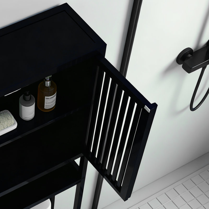 Modern Over The Toilet Storage Cabinet,double Door Bathroom Organizer With Open Shelf