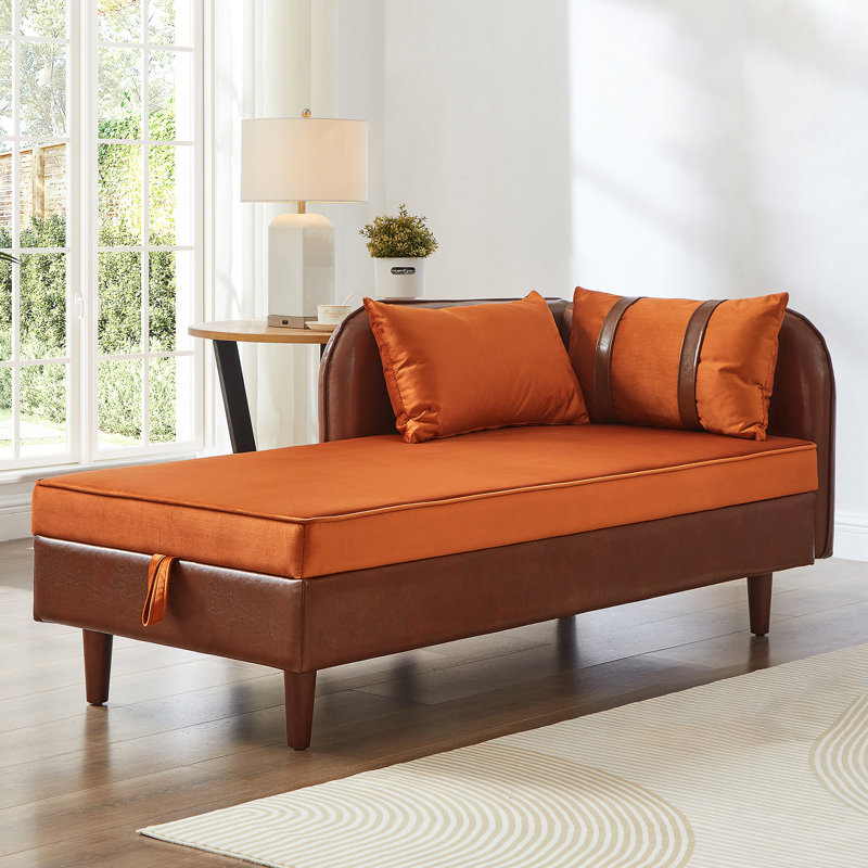 Chaise longue, Brun foncé / orange