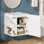 Armoire de salle de bain murale 20 po, meuble-lavabo moderne blanc, lavabo, tablette latérale ouverte, porte-papier hygiénique, solution pour économiser de l'espace 30, rangement spacieux rectangulaire en céramique, conception flottante, fermé