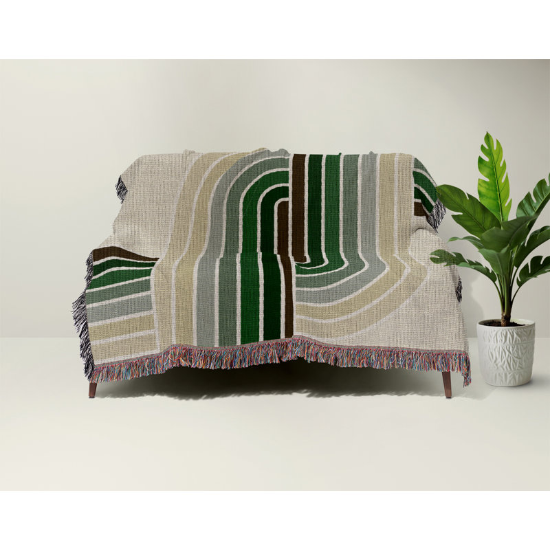 Jeté en mélange de coton Merna, L 60 po x l 50 po, Vert