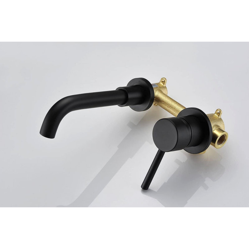 Wall Mount Single Handle Bathroom Faucet, Matte Black