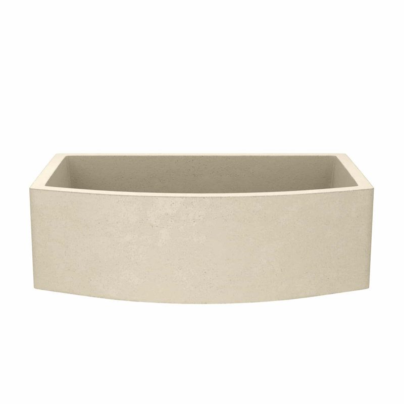 NativeStone® Concrete 33" L x 20.5" W Farmhouse Kitchen Sink with Curved Apron, Sand