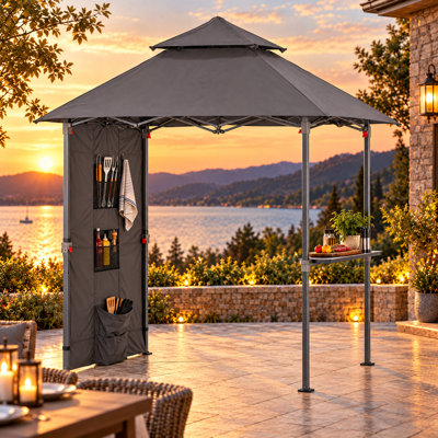 Pavillon de jardin grillagé 8 pi x 5 pi LAUSAINT Home avec parois latérales, toit ventilé à deux niveaux et tablettes latérales