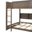 Lit superposé grand sur grand avec armoires de rangement, ports USB et garde-corps, structure en bois massif, bois antique