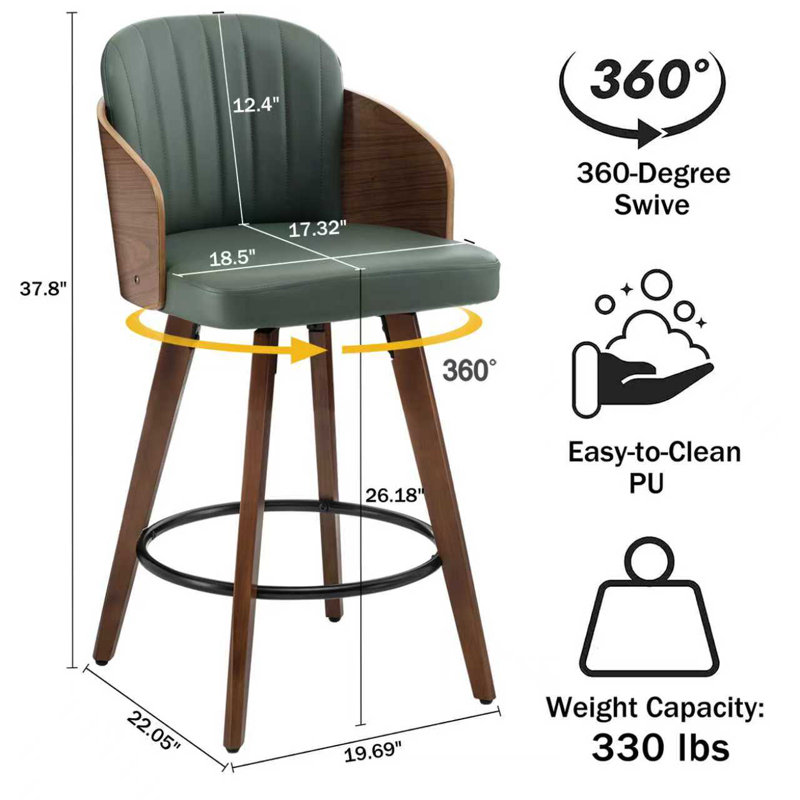 Swivel 26" Counter Stools (Set of 4), Green