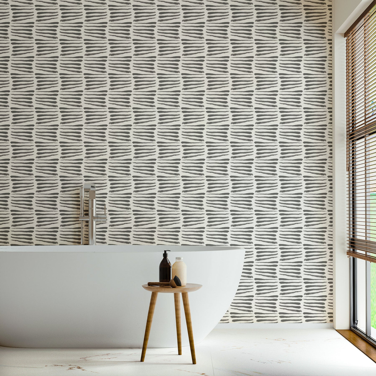 Nomad Self-Adhesive Wallpaper Roll, Black/White, Faux Grasscloth, Non-pasted