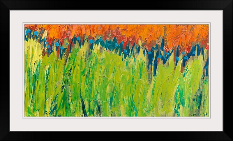 «Nolani Grass and Fire», reproduction d'art, H 20 po x l 32 po x P 1 po, Cadre noir