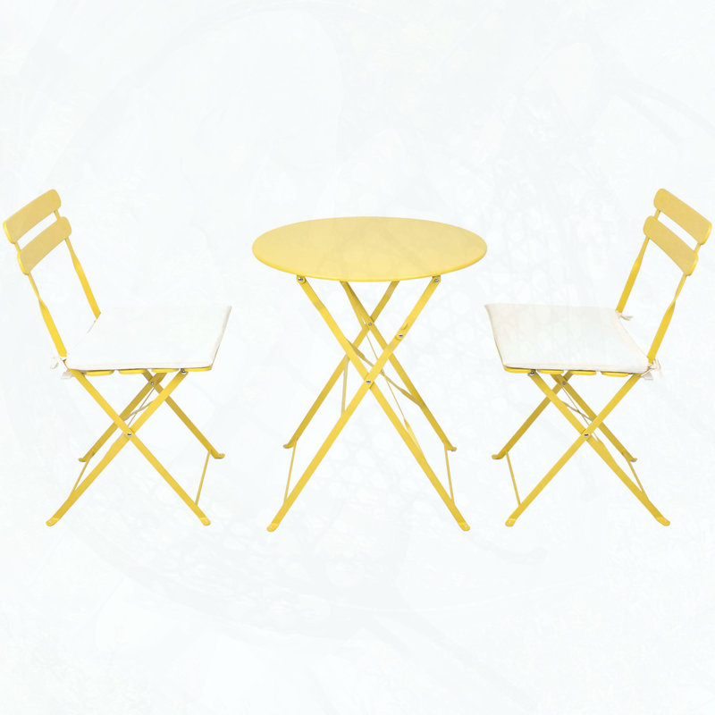 Ensemble de table bistro 3 pièces en métal jaune