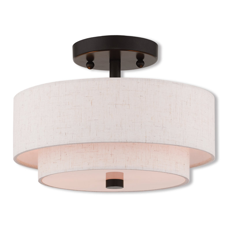 Jorgan Linen Blend Semi Flush Mount, 8.25" H x 13" W x 13" D
