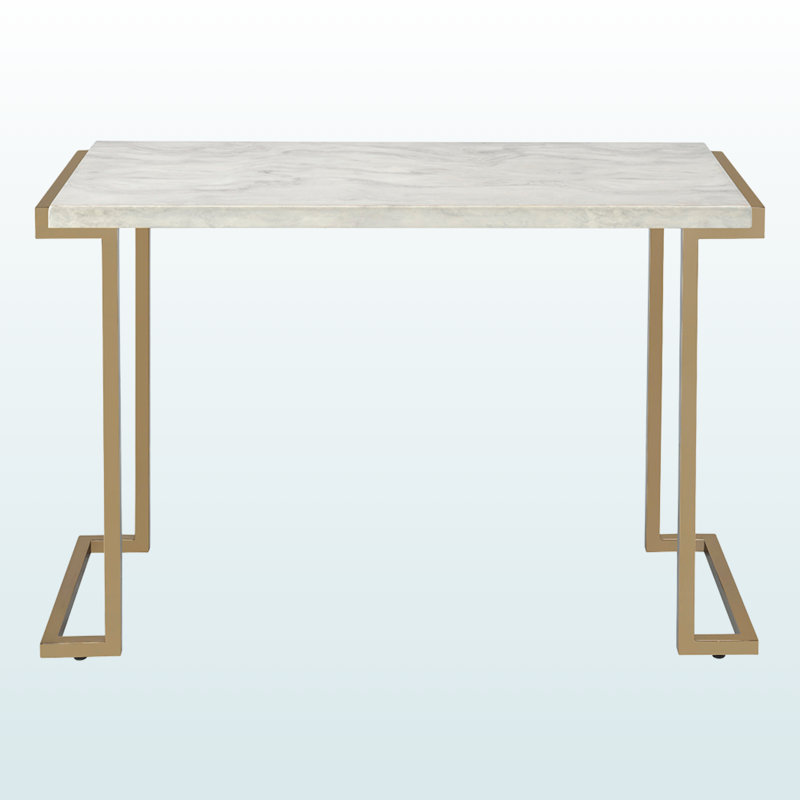 Table de canapé Contemporary Raison - plateau en pierre reconstituée avec base en métal champagne