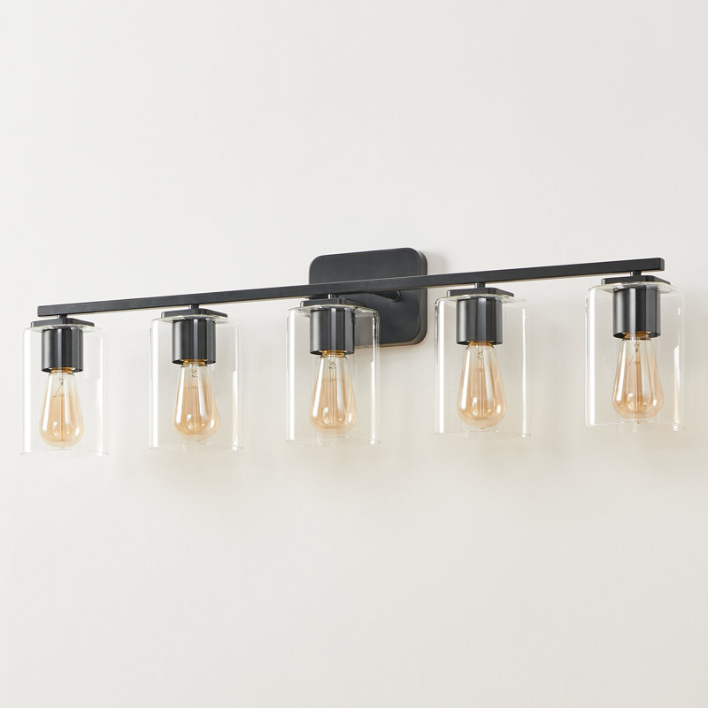 Éclairage pour meuble-lavabo à intensité variable Kagan, Noir mat, 5, Clair