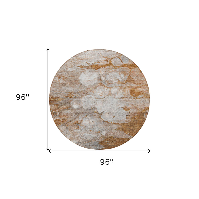 Tapis extérieur rond lavable abstrait gris et argent 8 pi Terra Cotta