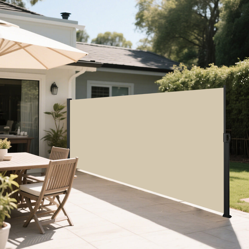 Retractable Side Awning, 118" X 71" Beige, Waterproof, Ideal For Patio, Garden, Balcony Privacy, Metal Frame Waterproof , Privacy Solution Balcony, Courtyard, Fabric