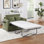 Canapé-lit simple avec canapé-lit avec matelas pliable, table d'appoint pliable, pochette de rangement latérale et deux ports USB pour le salon