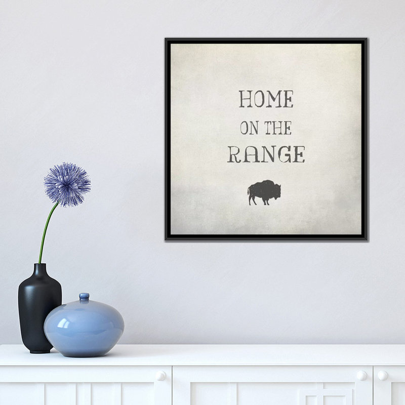 Graffi*Tee Studios " Home On The Range " by Graffi*Tee Studios, 26" H x 26" W x 1.5" D, Black Framed Canvas, No Mat
