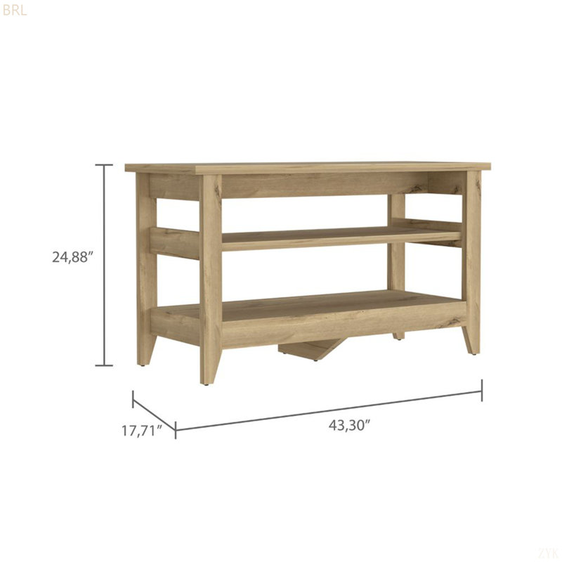 Banc de rangement rectangulaire à 2 tablettes