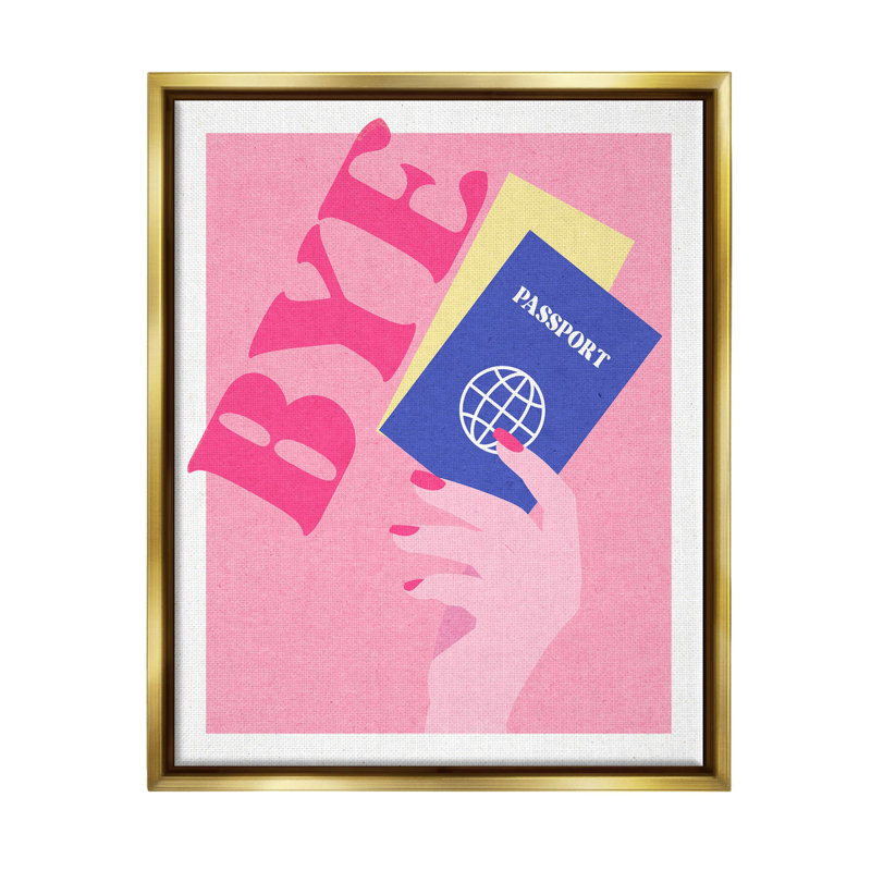 Bye tenant un passeport de voyage par Daphne Polselli - impression sur toile, H 31 po x l 25 po x P 1,7 po