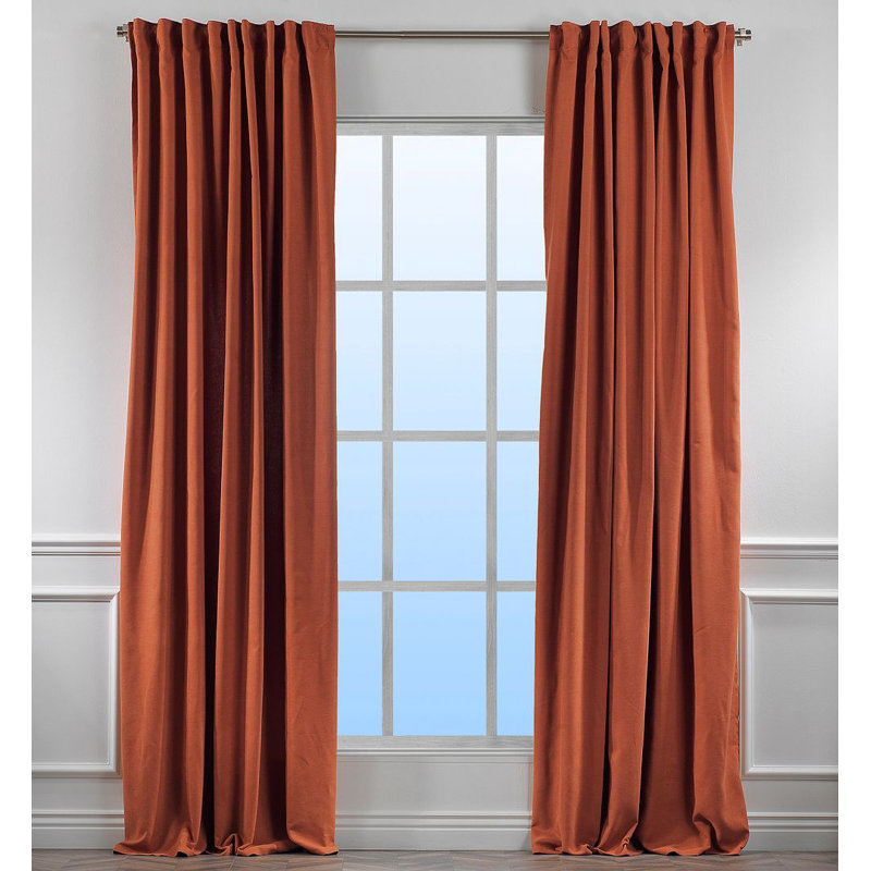 Panneau simple décoratif occultant très long et très large doublé, L 100 po x L 180 po, Orange brûlé