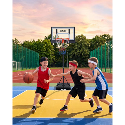 Adjustable Basketball Hoop, 3.2-10FT Height, Shatterproof Backboard, Portable Basketball Goal with Wheels & Fillable Base, Indoor Outdoor for Driveway Backyard Poolside Garage