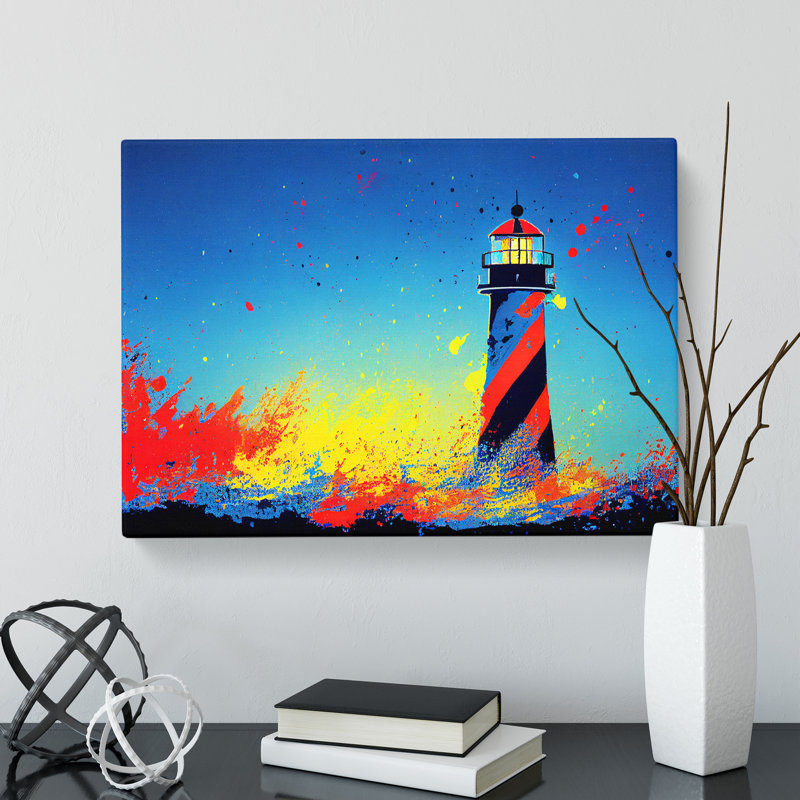 Painted Lighthouse Vol.5 - Wrapped Canvas, 50cm H x 76cm W x 3cm D
