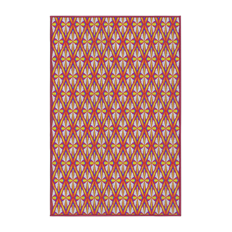 Laine tissée à la machine abstraite hollandsworth et polyester rouge/gris Tapis décoratif, Rectangle 5 pi x 8 pi