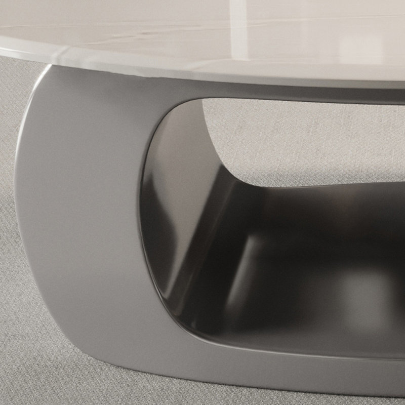 Simple oval marble coffee table, 16.5" H x 47.2" L x 23.6" D