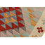 Tapis jaune / turquoise / rose unique de style nouvel âge 2 pi 0 po x 3 pi 1 po One-of-a-Kind